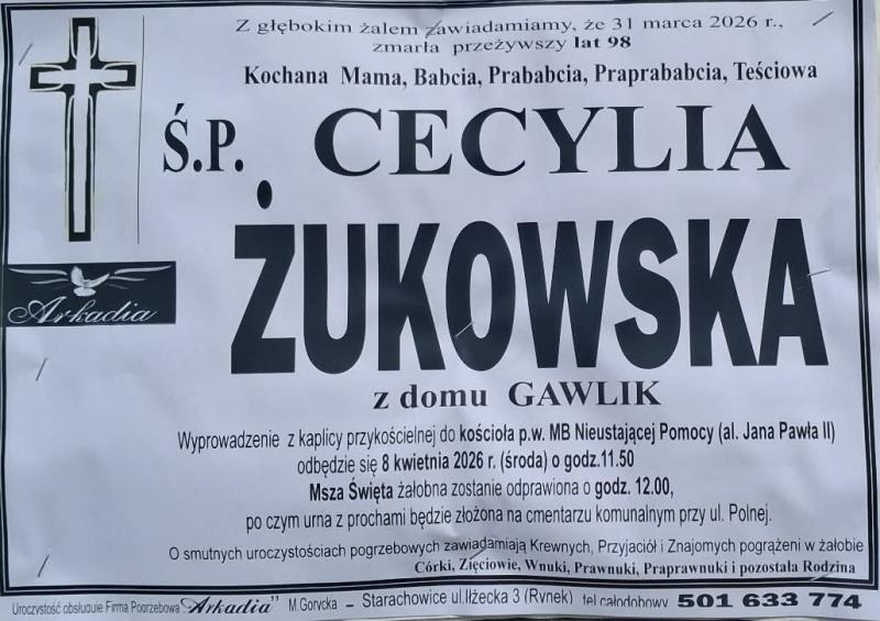 Cecylia  Żukowska z d. Gawlik