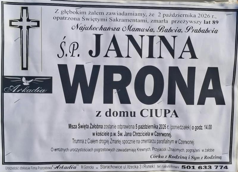 Janina  Wrona z d. Ciupa