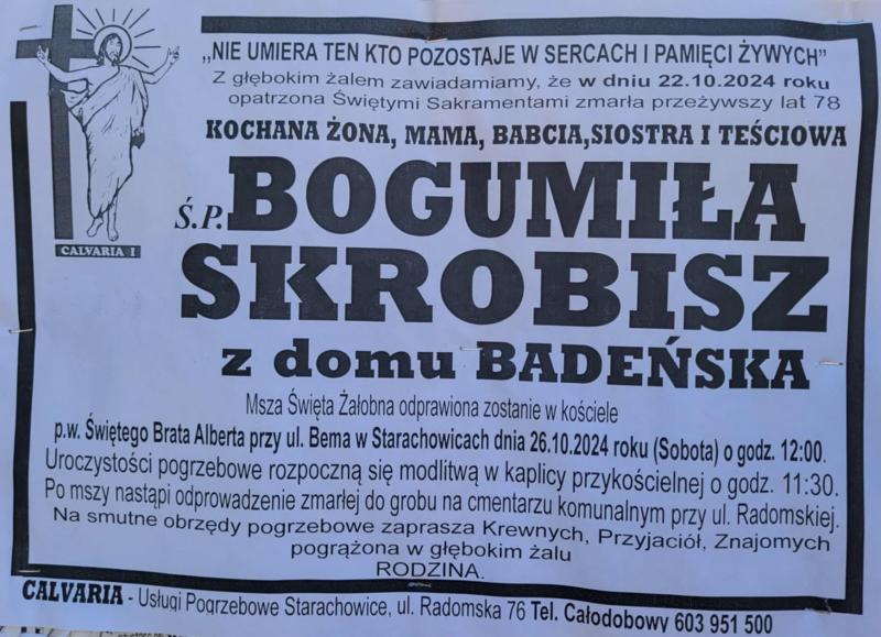 Bogumiła  Skrobisz z d. Badeńska