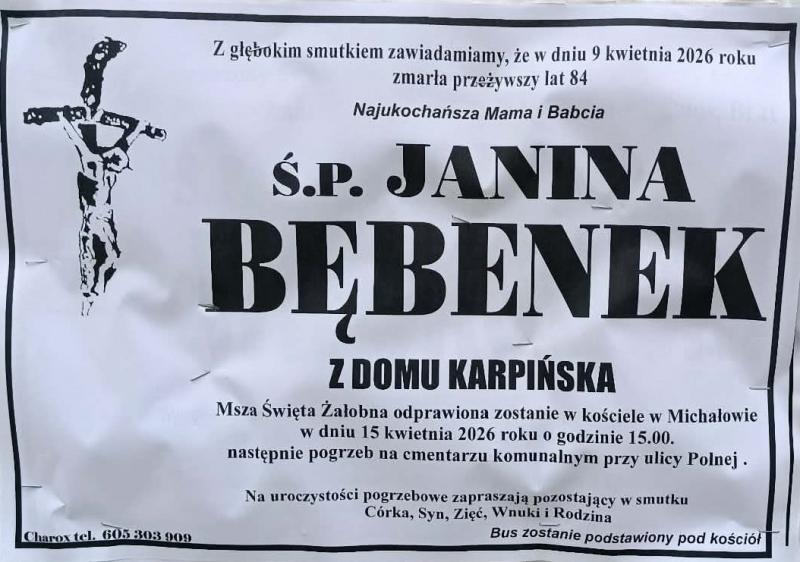 Janina  Bębenek z d. Karpińska
