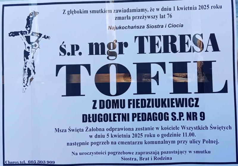 Teresa  Tofil z d. Fiedziukiewicz