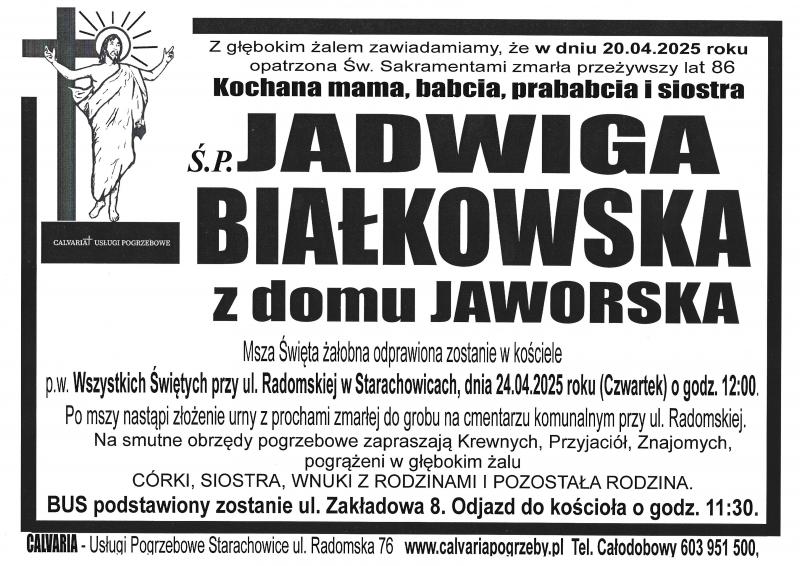 Jadwiga  Białkowska z d. Jaworska