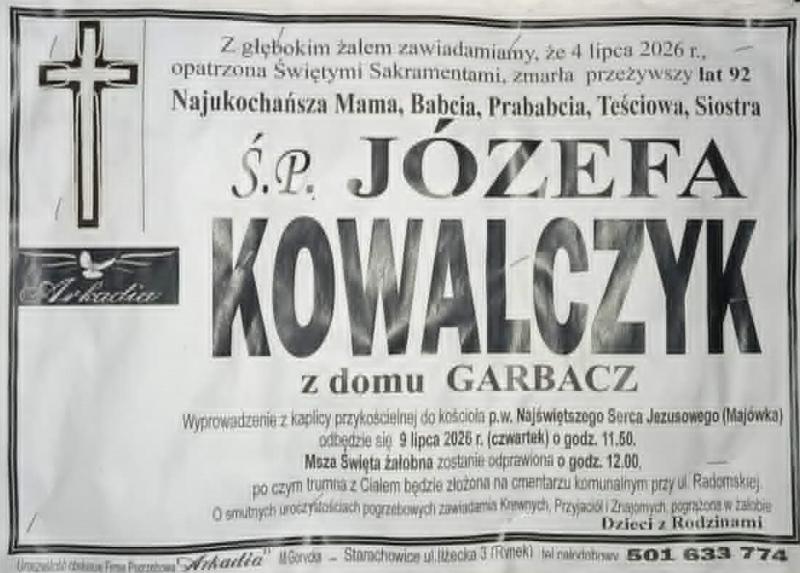 Józefa  Kowalska z d. Garbacz