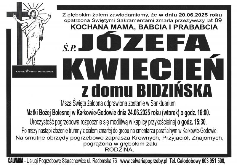 Józefa  Kwiecień z d. Bidzińska