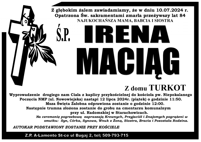 Irena  Maciąg z d. Turkot