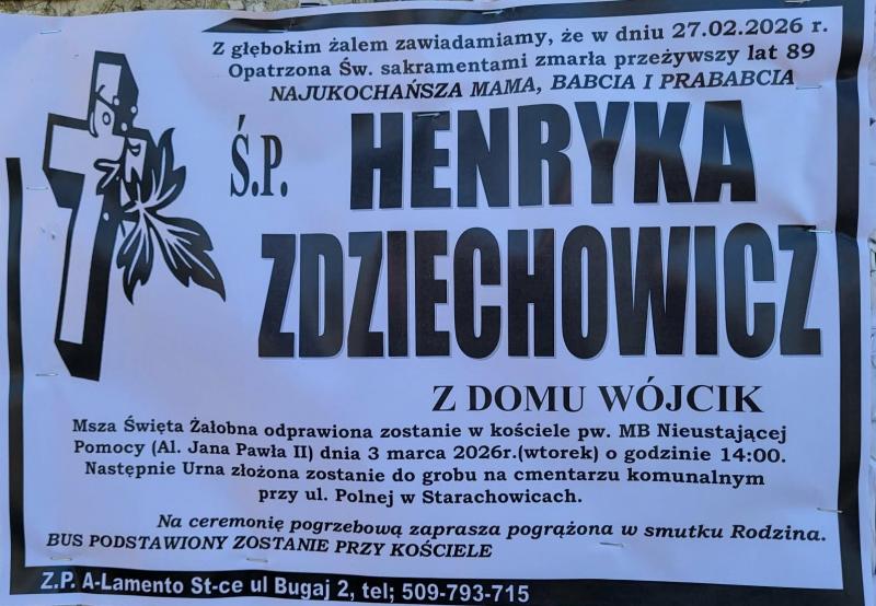 Henryka  Zdziechowicz z d. Wójcik