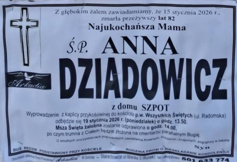 Anna  Dziadowicz z d. Szpot