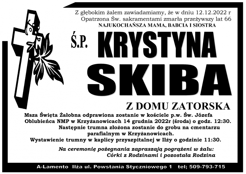 Krystyna  Skiba z d. Zatorska