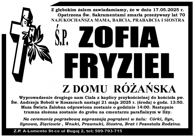 Zofia  Fryziel z d. Różańska