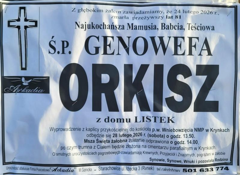 Genowefa  Orkisz z d. Listek
