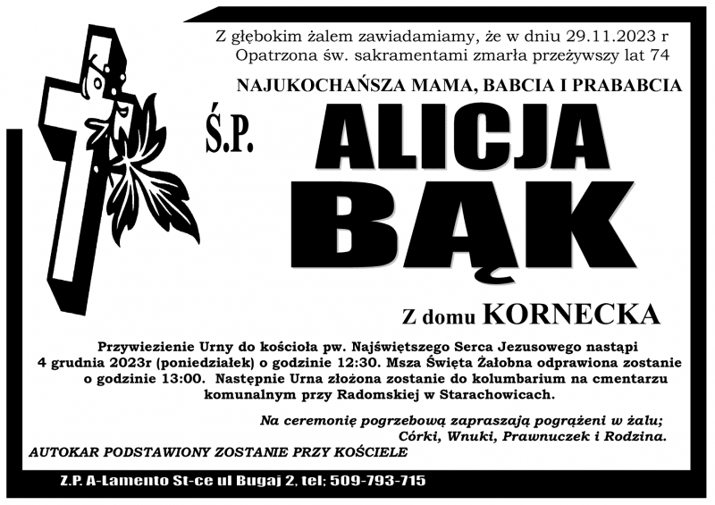 Alicja  Bąk z d. Kornecka