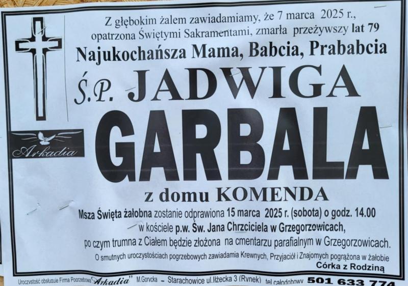 Jadwiga  Garbala z d. Komenda