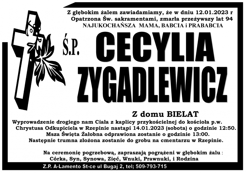 Cecylia  Zygadlewicz z d. Bielat