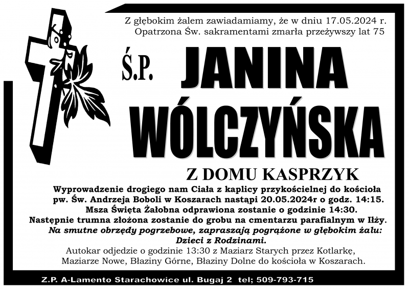 Janina  Wólczyńska z d. Kasprzyk