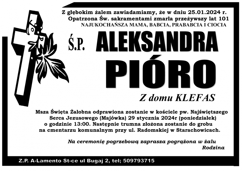 Aleksandra  Pióro z d. Klefas