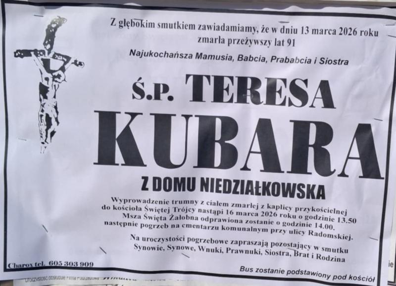 Teresa  Kubara z d. Niedziałkowska