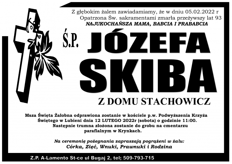 Józefa  Skiba z d. Stachowicz