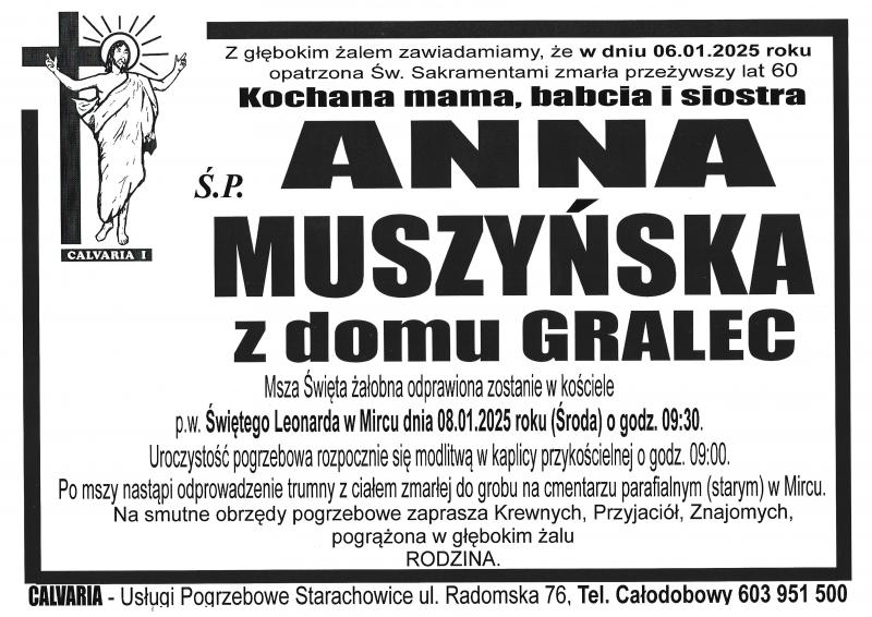 Anna  Muszyńska z d. Gralec
