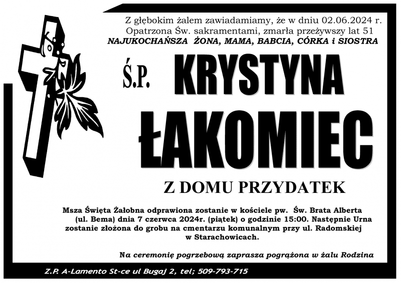 Krystyna  Łakomiec z d. Przydatek