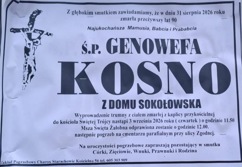 Genowefa  Kosno z d. Sokołowska