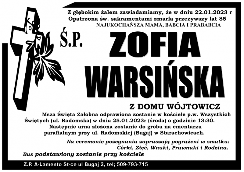 Zofia  Warsińska z d. Wójtowicz