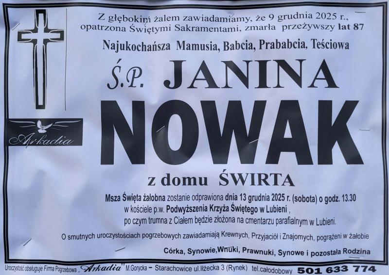 Janina  Nowak z d. Świrta