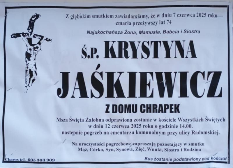 Krystyna  Jaśkiewicz z d. Chrapek