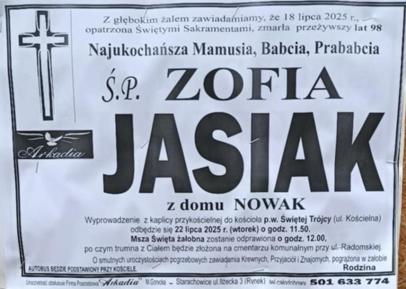 Zofia  Jasiak z d. Nowak