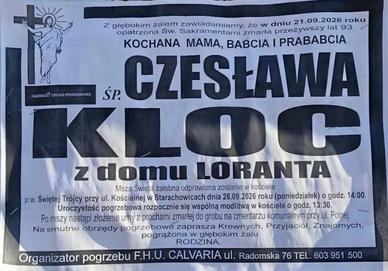Czesława  Kloc z d. Loranta