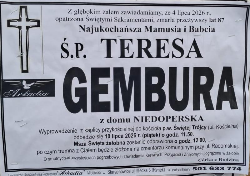 Teresa  Gembura z d. Niedoperska