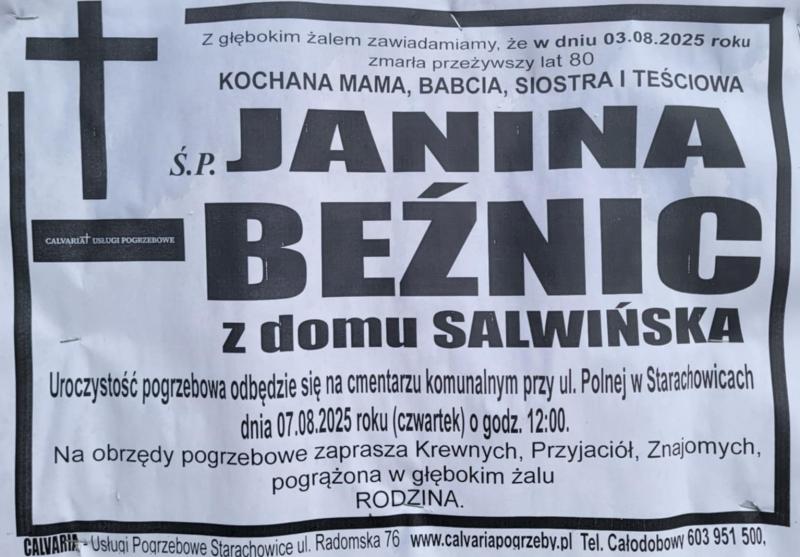 Janina  Beźnic z d. Salwińska