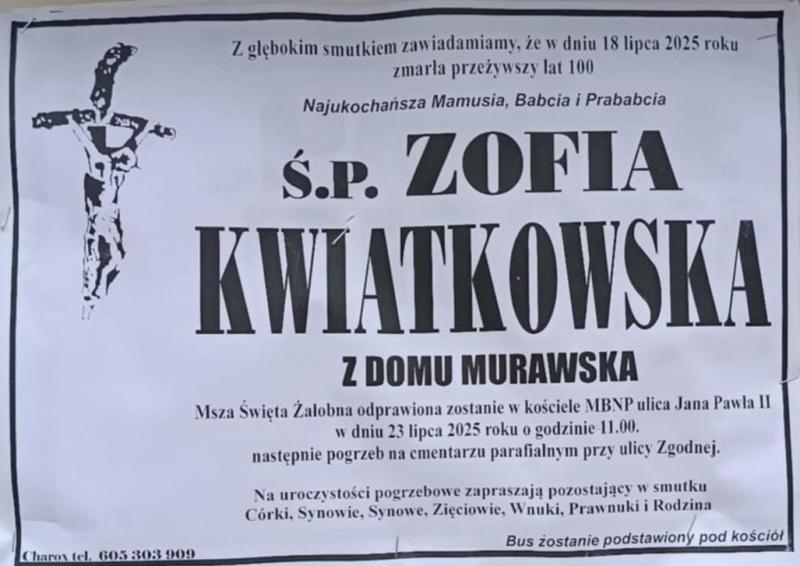 Zofia  Kwiatkowska z d. Murawska