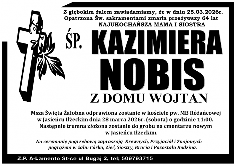 Kazimiera  Nobis z d. Wojtan