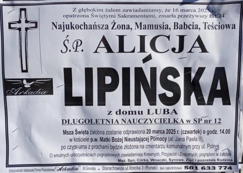 Alicja  Lipińska z d. Luba