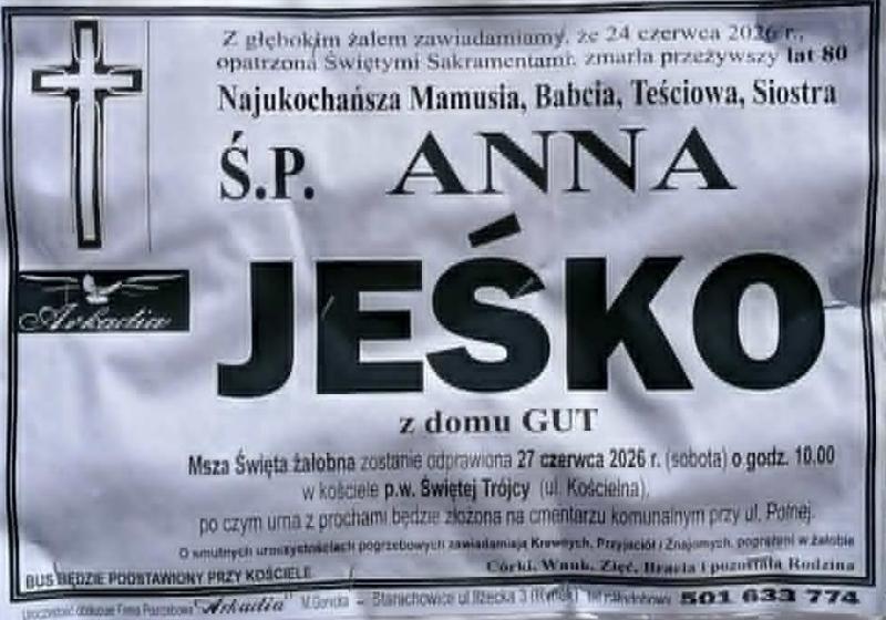 Anna  Jeśko z d. Gut