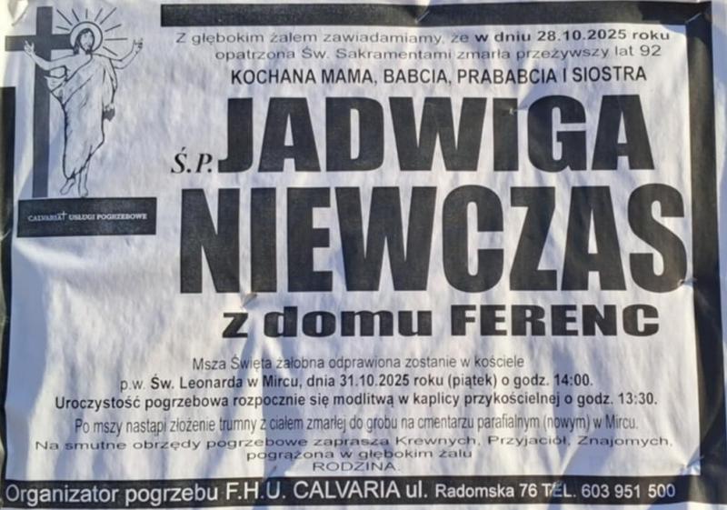 Jadwiga  Niewczas z d. Ferenc
