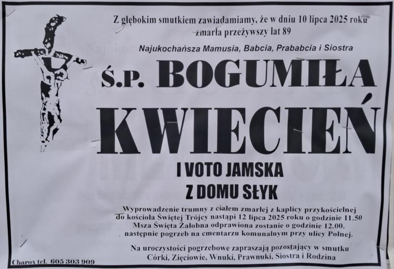 Bogumiła  Kwiecień voto Jamska z d. Słyk