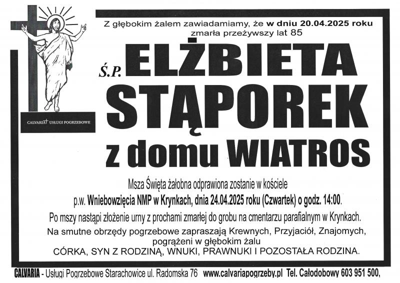 Elżbieta  Stąporek z d. Wiatros