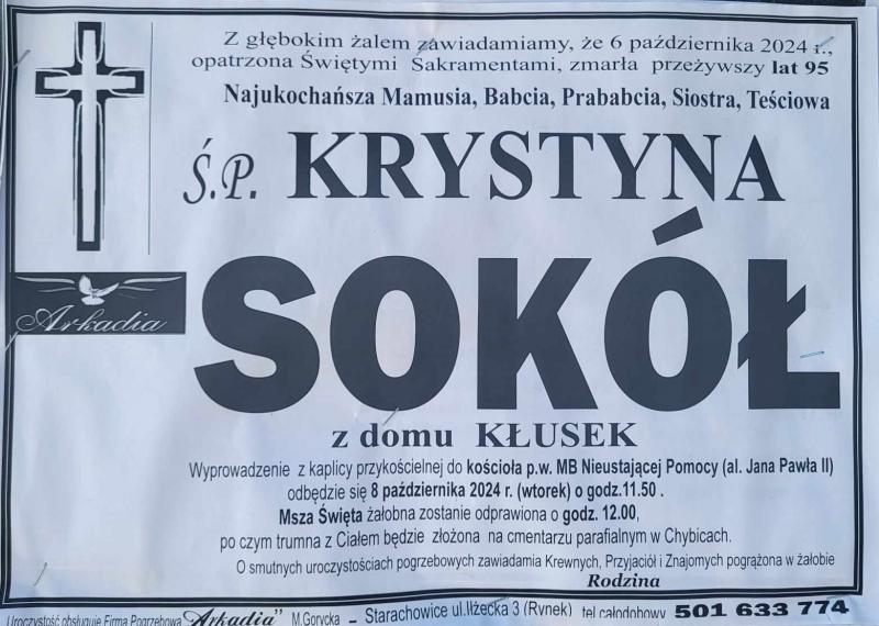 Krystyna  Sokół z d.Kłusek