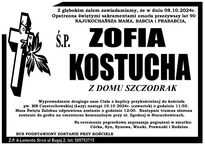 Zofia  Kostucha z d. Szczodrak