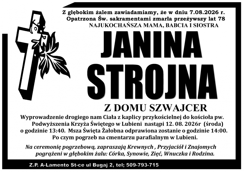 Janina  Strojna z d. Szwajcer