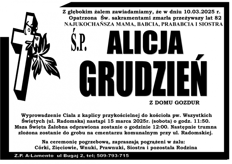 Alicja  Grudzień z d. Gozdur