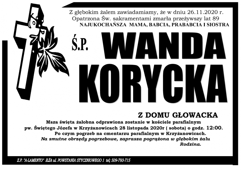Wanda Korycka z domu Głowacka