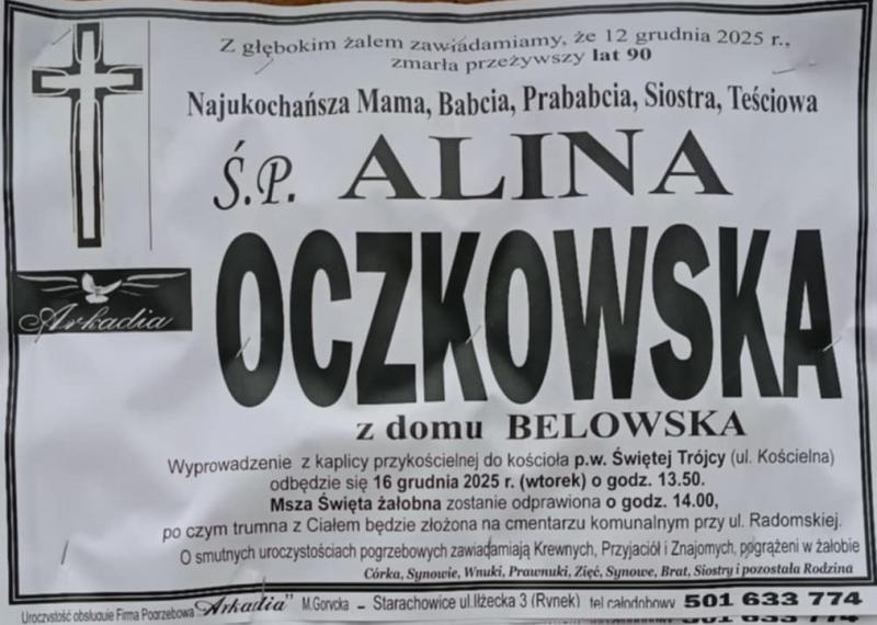 Alina  Oczkowska z d. Belowska