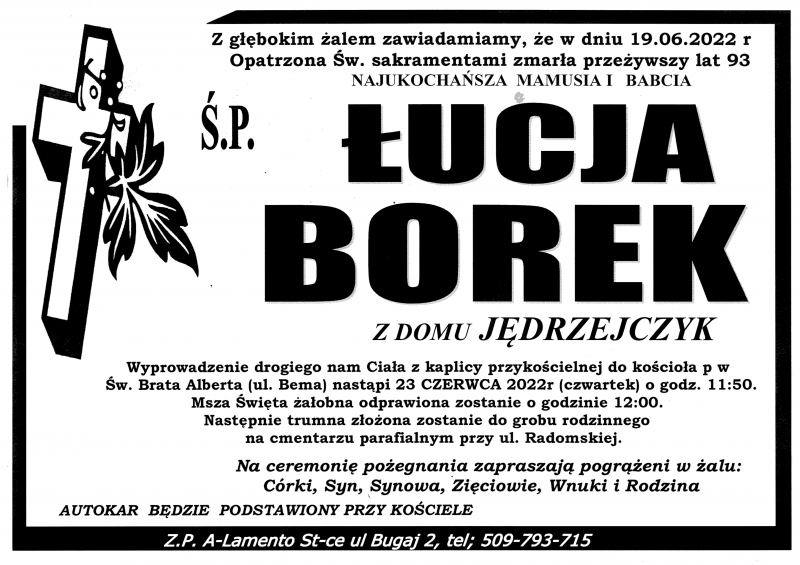 Łucja  Borek z d. Jędrzejczyk
