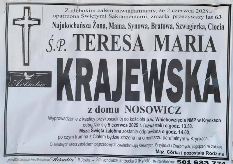 Teresa Maria  Krajewska z d. Nosowicz