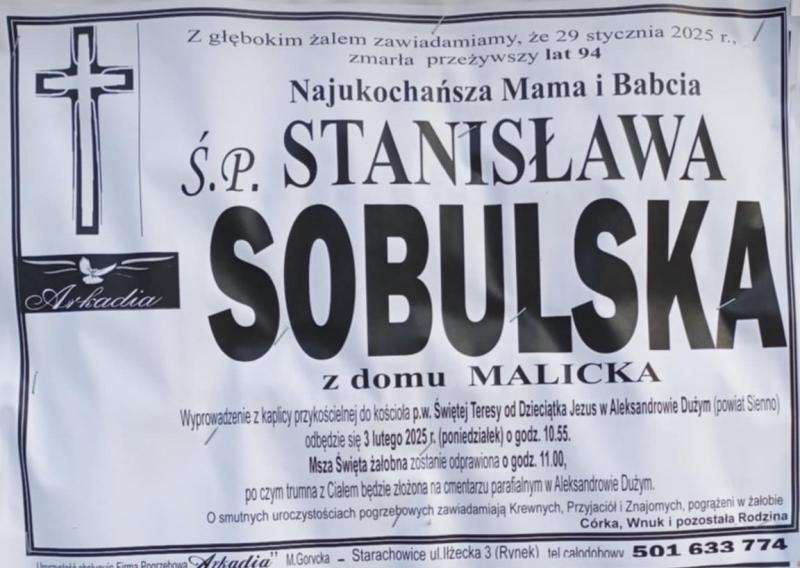 Stanisława  Sobulska z d. Malicka