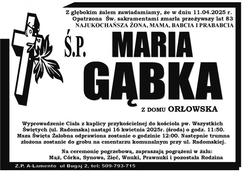 Maria  Gąbka z d. Orłowska