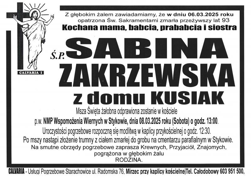 Sabina  Zakrzewska z d. Kusiak