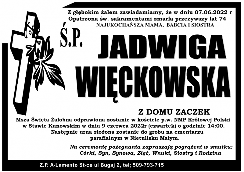 Jadwiga  Więckowska z d. Zaczek